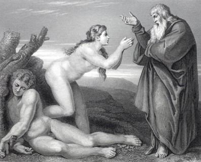 The Creation of Eve by God, steel engraving after a painting by Michelangelo, Sistine Chapel,