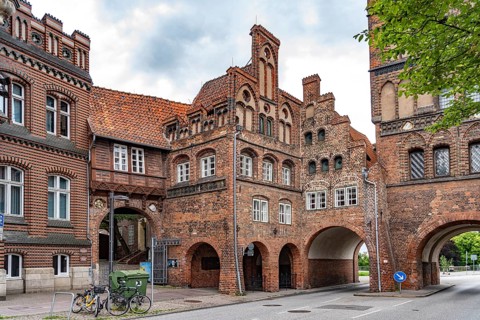 The castle gate in the Hanseatic city of Lübeck, Schleswig-Holstein, Germany