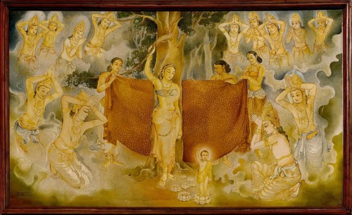 Temple of the sacred Tooth Relic or Sri Dalada Maligawa, Painted panel depicting the history of the