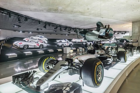 The Mercedes-Benz Museum in Stuttgart presents a journey through the automotive history of the