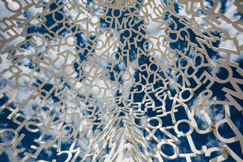 Sculpture made of letters, Le Nomade, artist Jaume Plensa, Antibes, Provence Alpes Côte d'Azur,