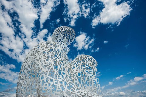 Sculpture made of letters, Le Nomade, artist Jaume Plensa, Antibes, Provence Alpes Côte d'Azur,