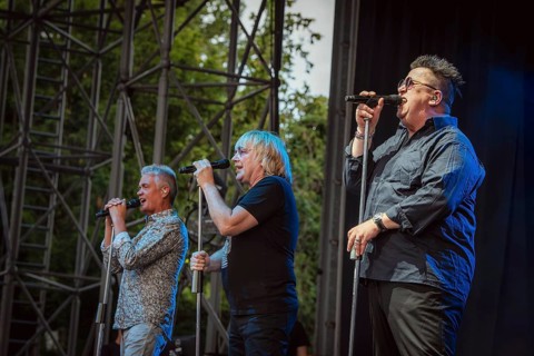 Jens Sembdner, Tobias Künzel and Sebastian Krumbiegel, singer of the band Die Prinzen at the