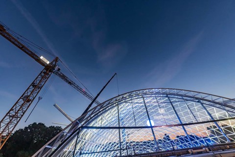 First entrance portal at the new Stuttgart main station completed. One of four so-called lattice