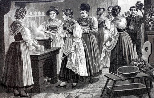 Soup salting, a wedding custom in Upper Bavaria, The bride must flavour the wedding soup and prove