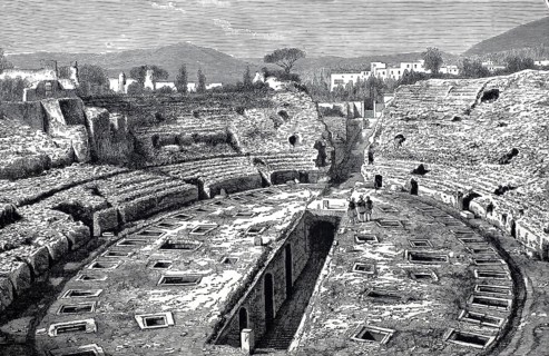 The Arena of Pozzuoli, c. 1800, Theatre, Campania, Italy, Historical, digitally restored