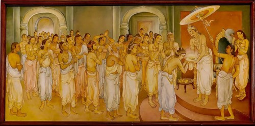 Temple of the sacred Tooth Relic or Sri Dalada Maligawa, Painted panel depicting the history of the