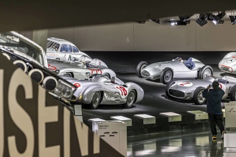 The Mercedes-Benz Museum in Stuttgart presents a journey through the automotive history of the