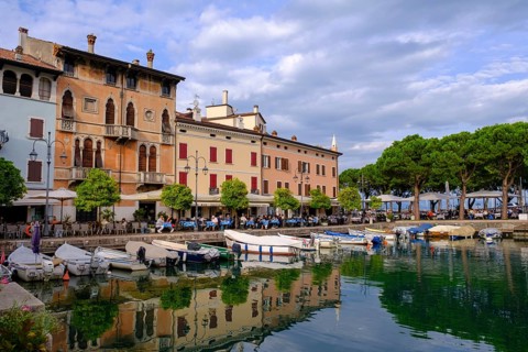 Houses at the harbour, Porto Vecchio, Lake Garda, Desenzano del Garda, Lombardy, Province of
