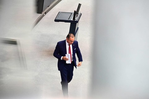 Tino Chrupalla (AfD) after his speech in the Bundestag in response to the government statement by