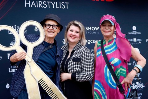Rolf Scheider, Janine Becker and Barbara Engel at the VIP opening of the new Deinhard Salon Am