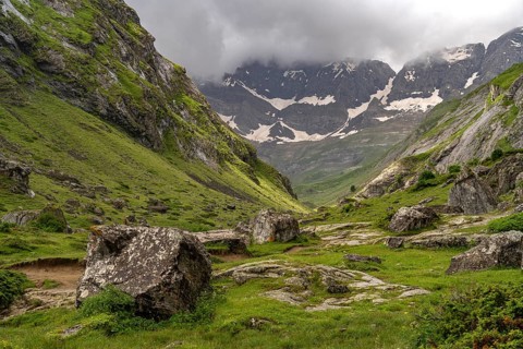 The Cirque d'Estaubé basin in the Pyrenees near Gavarnie-Gèdre, France