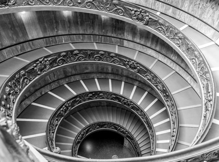 ROME, ITALY - CIRCA SEPTEMBER 2020: the famous spiral staircase with double helix. Vatican Museum,