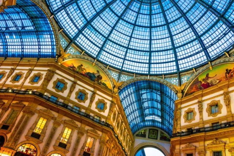 MILAN, ITALY - SEP 14, 2018: Interior of historic Galleria Vittorio Emanuele II owned by comune of