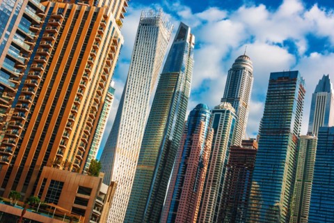 Modern residential architecture of Dubai Marina, United Arab Emirates