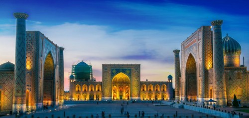 Registan, an old public square in the heart of the ancient city of Samarkand, Uzbekistan