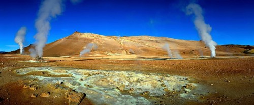 Steam wells, Namarskard, Hverfjell, Iceland, Steam wells, Sulfatarenfeld Namarskard, Iceland,