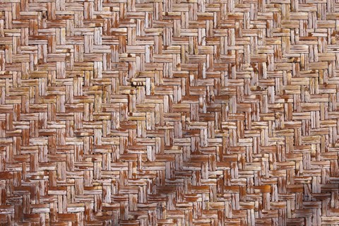 Retro, old, vintage woven straw wall mat background or texture