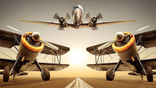 historical aircrafts on a runway