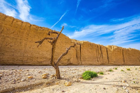 Stone desert near the seaside resort of Eilat. The route starts in the scenic Black Canyon.