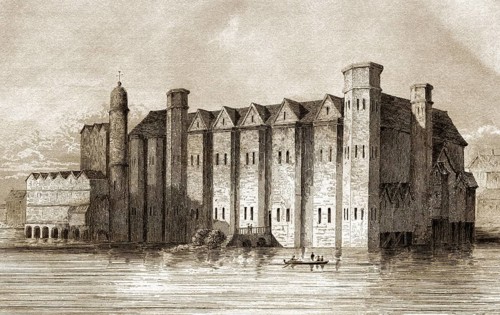 Baynard's Castle, ein mittelalterlicher Palast, zerstört im Großen Brand von London 1666