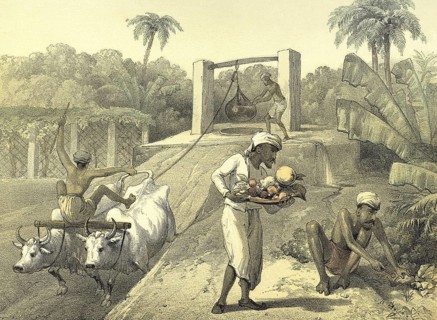 Illustration Lithograph Woodcut of Life in India During British Rule