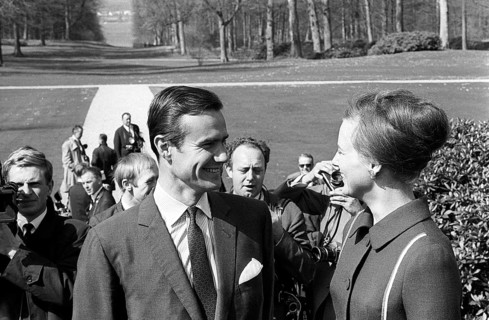 Margrethe II of Denmark. Pictured with Henri de Laborde de Monpezat at Fredensborg palace in