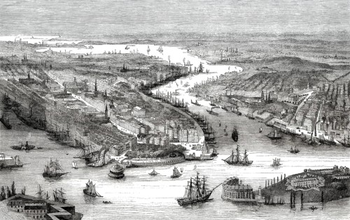 Stadtbild von New York, der East River zwischen Manhattan und dem Hudson River, 19.