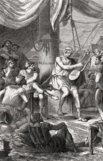 Homer Singing his poems for the People, Greek legendary author, ancient Greece
