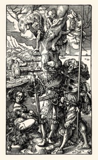 The lurking death, woodcut by Urs Graf, 1524, facsimile of the 19th century