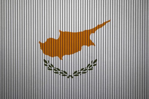 Cyprus Flag painted on the cracked grunge concrete wall
