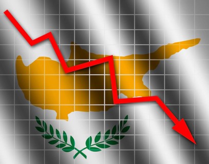The Cypriot flag and arrow graph going down