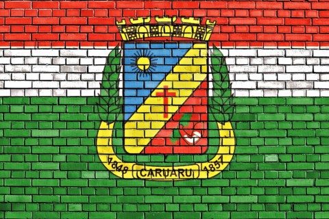Flag of Caruaru painted on brick wall