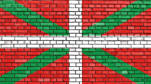 Flag of Basque Country painted on brick wall