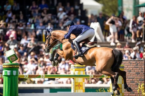 Daniel Deusser of Germany and riding Killer Queen VDM compete in the first round of the 1.60m CPKC