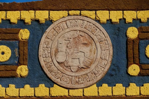 Typical Colored Clay Maya Mexican Calendar symbol