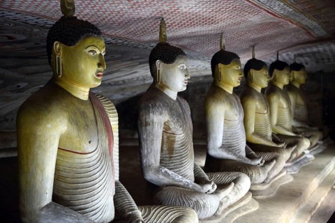 Buddha statues in Dambulla Cave Temple, Sril Lanka