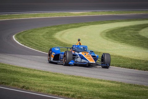 KYLE LARSON (17) of Elk Grove, California practices for the 108th Running of the Indianapolis 500