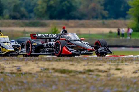 INDYCAR Series driver, SANTINO FERRUCCI (14) of Woodbury, Connecticut, races through the turns