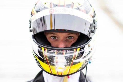 STING RAY ROBB (41) of Payette, Idaho suits up during the Indy 500 Open Test at the Indianapolis