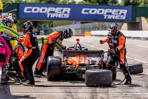 MARCUS ARMSTRONG (11) of Christchurch, New Zealand comes down pit road for service during the Honda