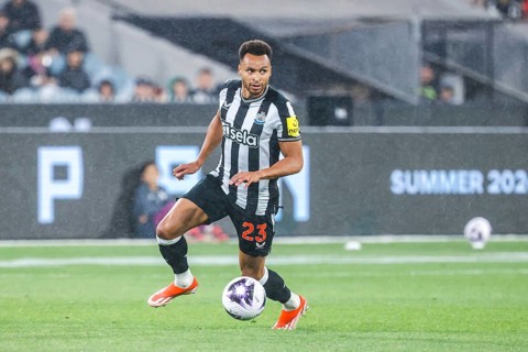 MELBOURNE, AUSTRALIA, MAY 22: Jacob Murphy of Newcastle United on his whilst playing Tottenham