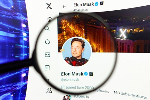 April 17, 2024, Brazil. In this photo illustration, the Elon Musk's official profile, on the social