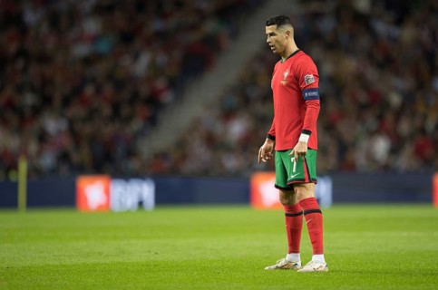Football match, captain Cristiano RONALDO CR7 Portugal in front of the free kick with view to the