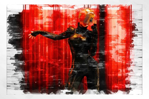 Artistic 3D illustration of a science-fiction female