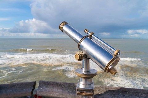 Coin operated observation binocular at the Dutch north sea coast