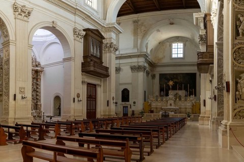 Lecce, Italy, 30 November, 2023: interior view of the Santa Irene church in the old town of Lecce