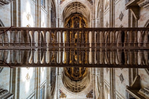Salamanca, Spain, January 15, 2022: Interior view of the church of the Monastery of San Esteban
