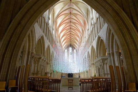 Interior view, Peace Doves, Wells Cathedral, Wells, England, Great Britain