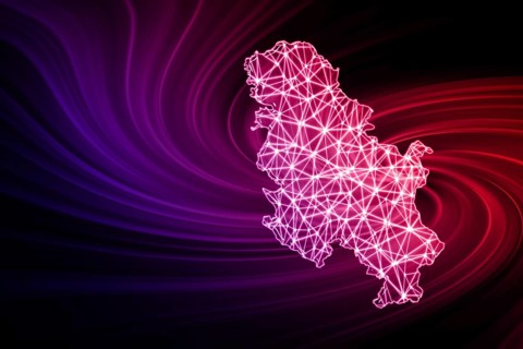 Map of Serbia, Polygonal mesh line map, modern map